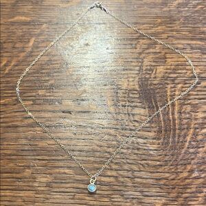 Elegant gold plated Necklace with Blue Gemstone 20”